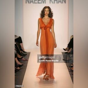 Naeem khan sprint 2007 runway 100% silk orange/peach gown
